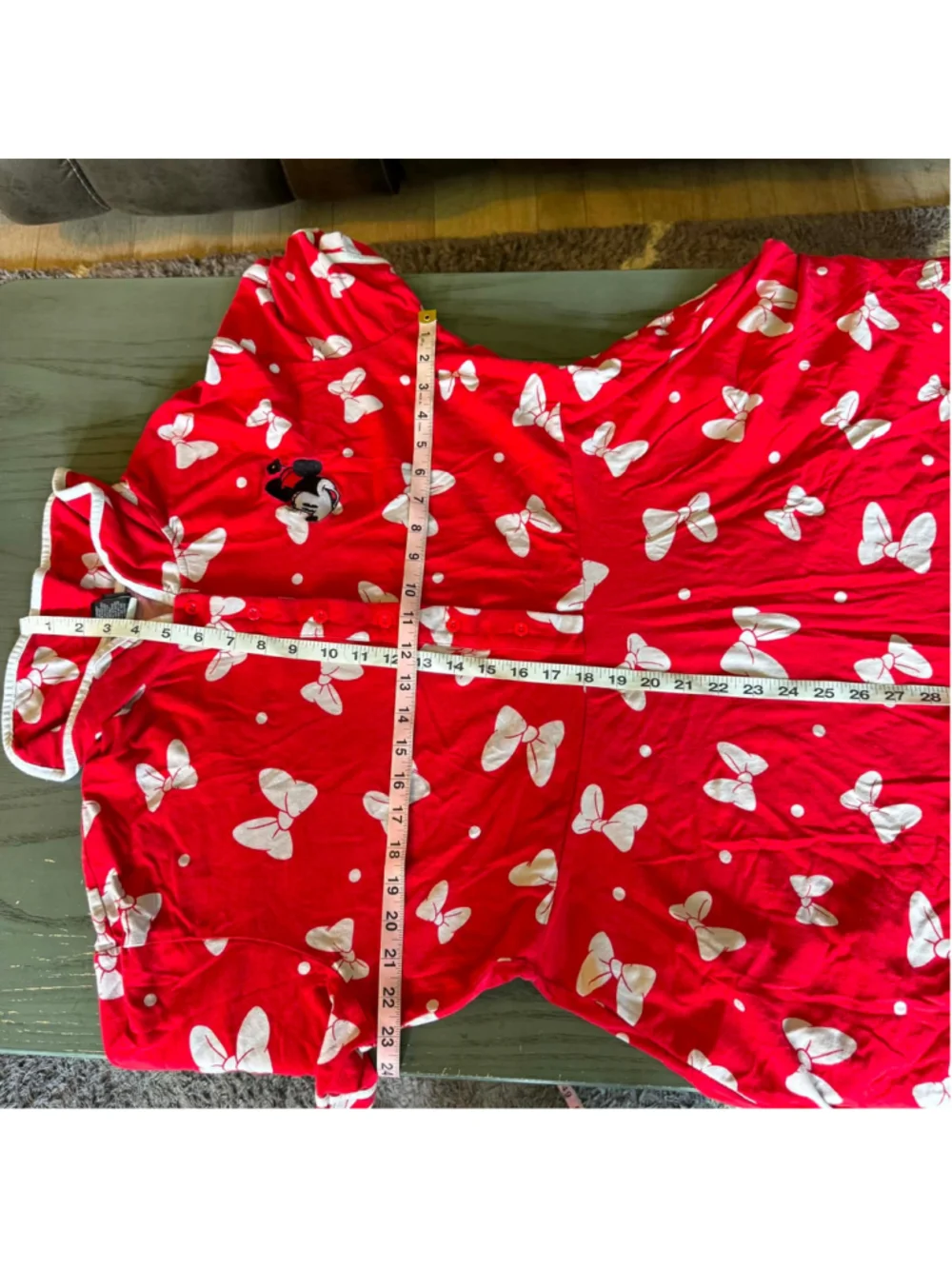 Disney Minnie Mouse Bow Print Women Pajama Dress Red White Size 1X